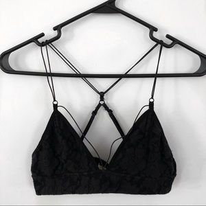 Amuse Society Black Floral Strappy Bralette